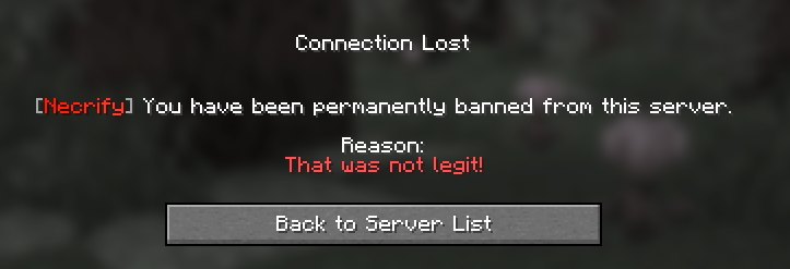 Screen shown when permanently banned