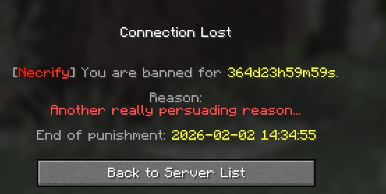 Screen shown when temporarily banned