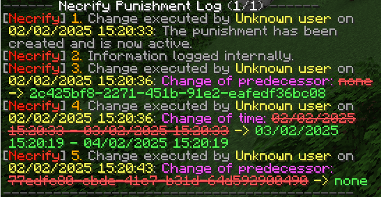 Punishment log